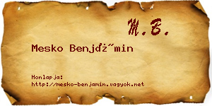 Mesko Benjámin névjegykártya